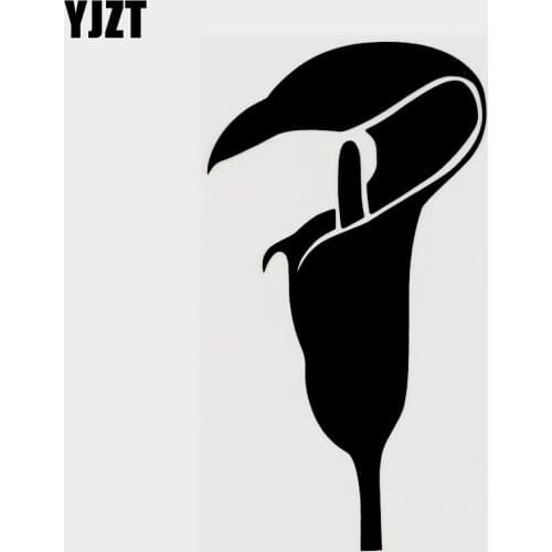 YJZT 8.4CM×15.2CM Fashion Lily Flower Vinyl Car Window Sticker Decal Black/Silver 18B-0166