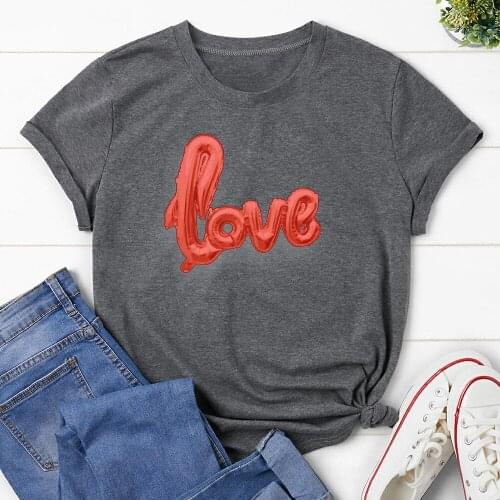 LOVE Printed T Shirt Women T-shirt Tops Tee Short Sleeve Tshirt Female Tshirts TX9543