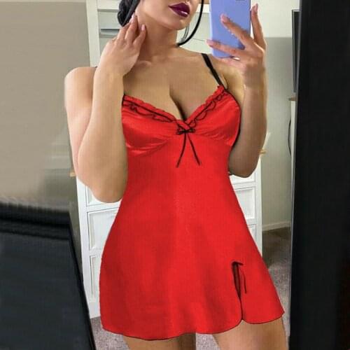 Plus Size Nightdress V-neck Lace Sexy Lingerie Fashion Dresses Sexy Women Underwear Porno Mujer Erotic Costumes Ladies Sleepwear