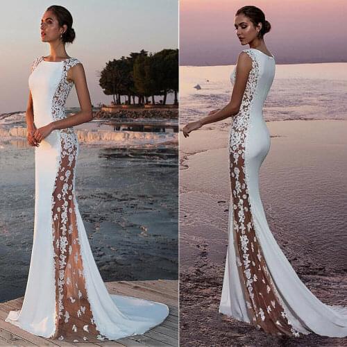 2020 Summer Fashion Womens Evening Party Lace Mesh Prom Ball Gown Formal Patchwork Maxi Dress