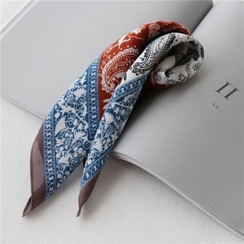 70cm Fashion Paisley Print Headband Silk Satin Hair Scarf For Women Small Shawl Bandana Head Scarves Female Bag Scarfs Dropship