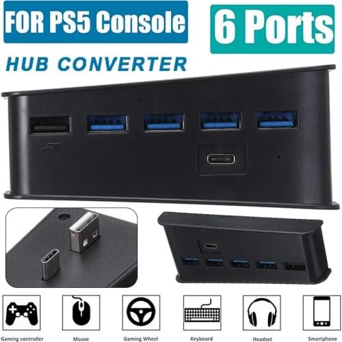 1pc Newest USB Type-C Expansion Hub for Sony PlayStation 5 High Speed Charger Splitter 6-in-1 USB Chargers Adapter Accessories