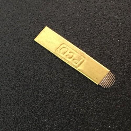 200pcs PCD 14 U Shape Needle 14 Pin Permanent Makeup Tattoo Microblading for Manual Pen 3D Embroidery Eyebrow Copper Blade