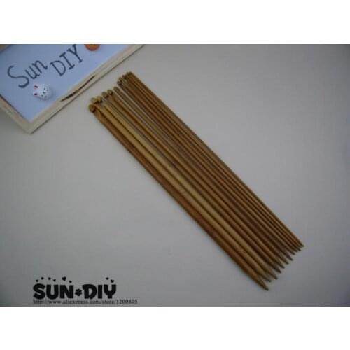 Free Shipping 35cm Bamboo Afghan crochet hook & Single point 12pcs size 3.0-10.0mm for DIY knitting hand crafts