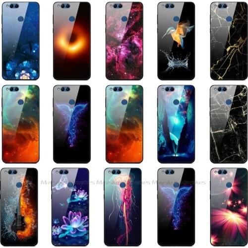 Tempered Glass Cover For Huawei honor 7x Printing Cute Bumper on Case For Huawei Honor 7X Fundas Coque Phone Back Cover Capa