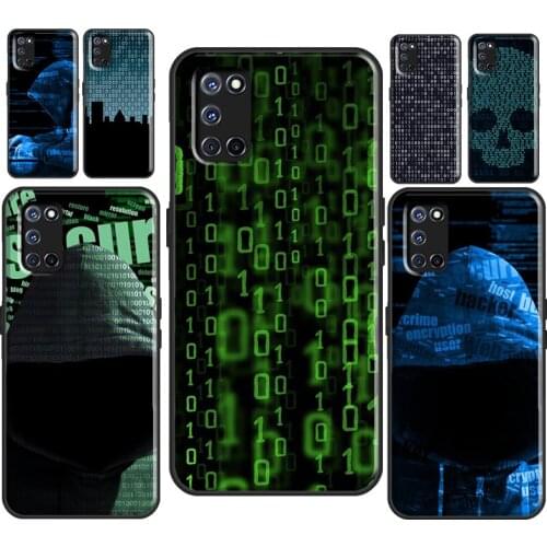 Hacker Binary Matrix Rain For OPPO A53 2020 A31 A5 A9 A1K A3S A5S A15 A52 A72 A83 F5 F7 Find X2 X3 Pro Phone Cover