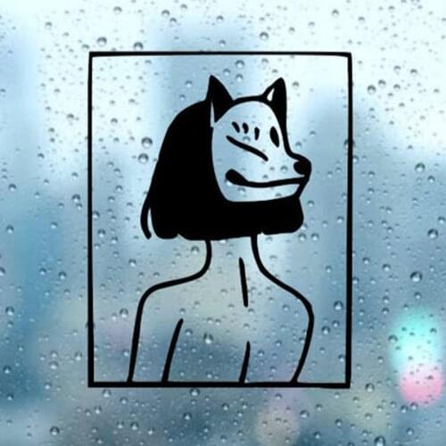 Black/SliverFox Mask Aesthetic Japanese Woman Vinyl Car Body Decals Window Door Decal Cute Top Quality Rainproof Removable S1287