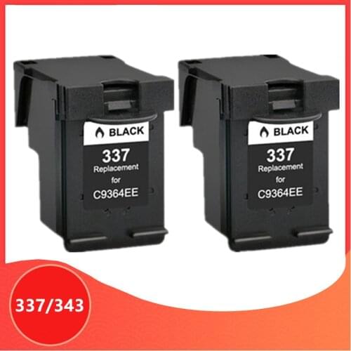2 X Black Compatible for HP 343 337 Ink Cartridge for HP337 for hp343 for HP Photosmart 2575 8050 C4180 D5160 Deskjet 6940 D4160