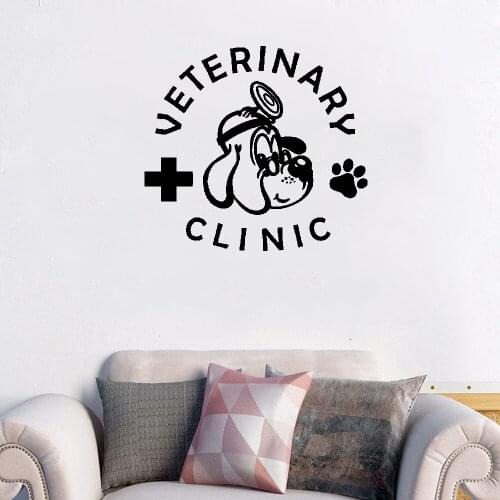 Pets Veterinary Services Logo Wall Sticker Medicine Veterinary Clinic Wall Decals For Pet Shop Cat Dog Vinyl Mural DW10833