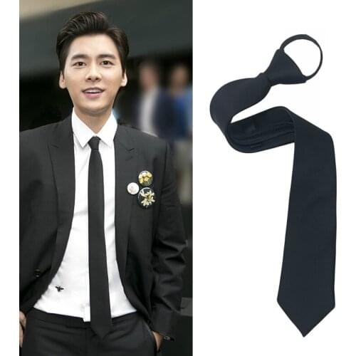38/48cm Black Wine Red Korean Style Lazy Zipper Tie Men and Women Matching Shirt 5cm Wedding Wedding Student men gifts uniform