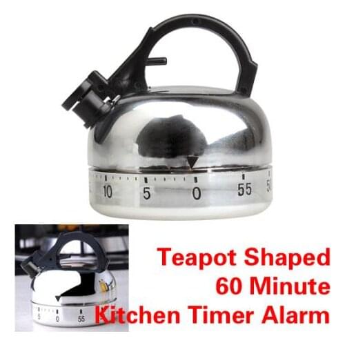 Hot New 60 minute kitchen timer alarm Clock Counting Mechanical Teapot Shaped Timer FBE3