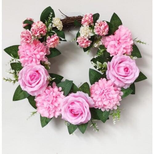 Artificial Pink Flowers Wreath Home Decor Outdoor Party Supplies Flowers Garland For Wedding Decoration