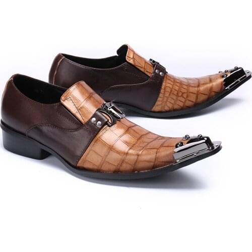 Handmade Patchwork Snakeskin Italian shoes Genuine Leather British Business Gents Shoes Metal Toe Mens Party Dress Shoes Flats