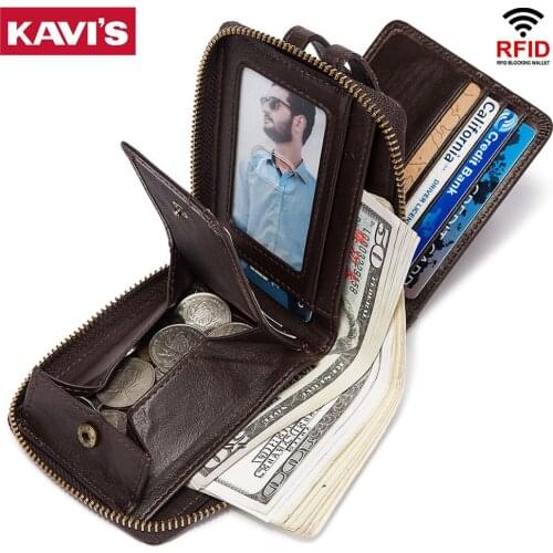 KAVIS NEW Genuine Leather Wallet Men Small Coin Purse Short Male Money Bags Fashion Casual Wallets Quality Card Holders Walet