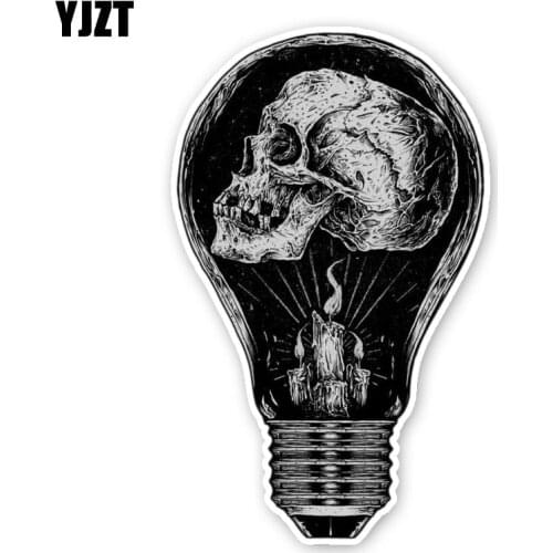 YJZT 8.5CM*14CM Car Styling Light Bulb Skull Car Window Body Motorcycle Car Sticker 6-2409