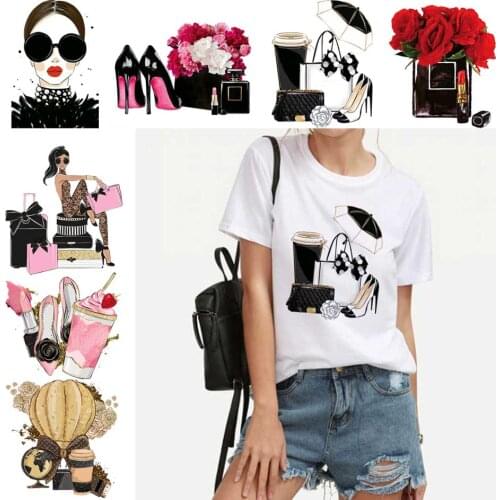 Iron-On Transfers For Clothing Flowers Patch Fashion Perfume Patches For Clothes DIY Washable T-Shirts Thermo Adhesive Stickers