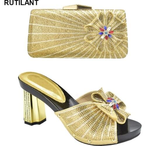 Latest Shoes and Bag for Party Wedding Wedding Shoes for Women Bride Plus Size Women Shoes 42 43 African Women Shoes with Bag