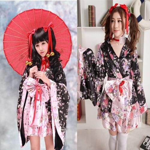 Sexy Kimono Kawaii Lolita Costumes Sakura Princess Cosplay Suzumi Japanese Anime Uniform Women Fireworks Party Yukata T1414
