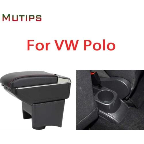 Mutips For Vw Polo armrest box car arm rest leather styling USB interface storage box accessories decoration auto interior 2011
