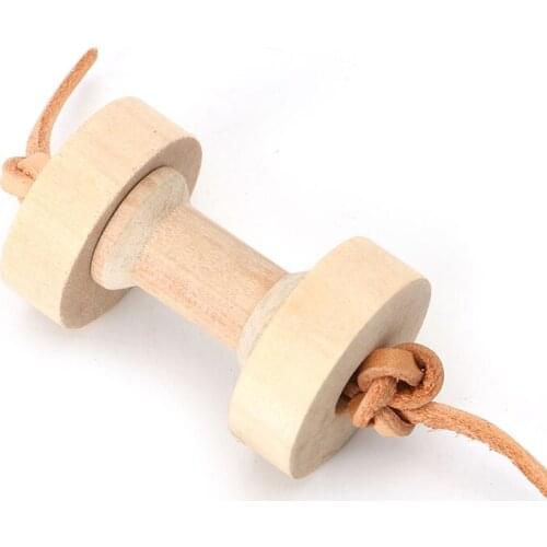 Parrot Pet Bird Dumbbells Chew Toys Wood For Parakeet Cockatiel Fun Cage Toy