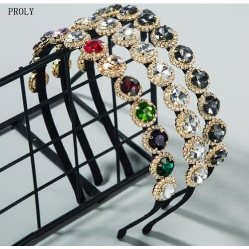 PROLY New Fashion Women Hair Accessories Shining Rhinestone Crystal Headwear Girls Spring Baroque Headband Wholesale