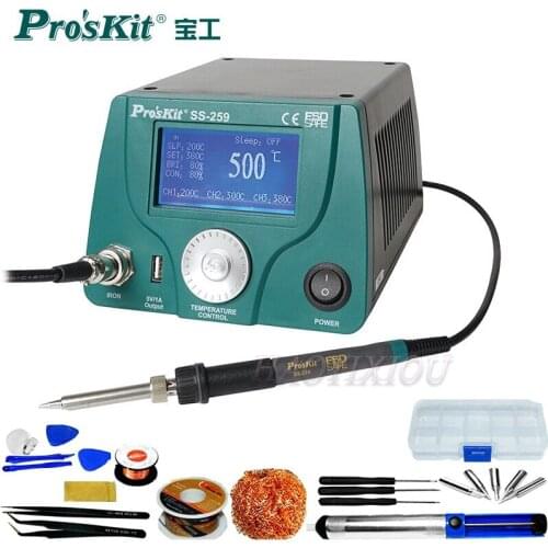 ProsKit SS-259H LCD Digital intelligent temperature Control soldering Station anti-static Thermostat iron