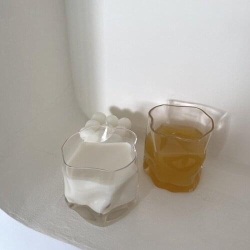 Nordic Irregular Transparent Cute Glass Coffee Cup Milk Tea Double Wall Glass Shot Cup Drinkware Beer Water Whiskey Cup