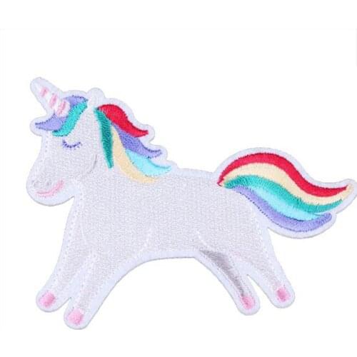 Pulaqi DIY Lovely Unicorn Patch Cartoon Embroidered Iron on Patches for Clothing Stickers Stripes For Clothes Appliques Washable