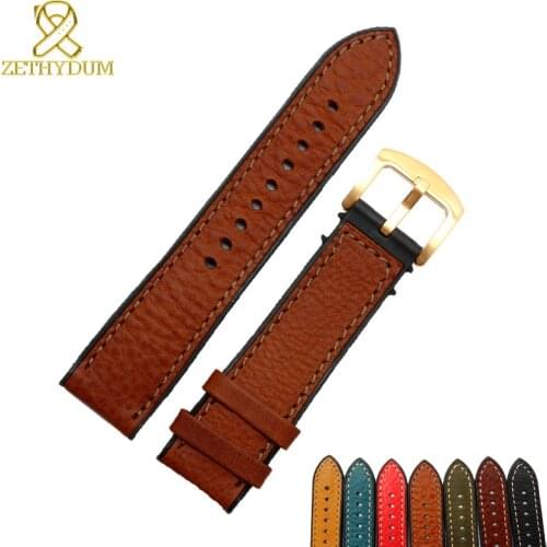Genuine leather bracelet rubber bottom Italian leather watch strap 18 20 22 24mm band waterproof Silicone base watchband