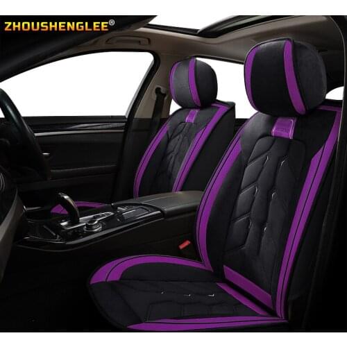ZHOUSHENGLEE Front Rear Luxury Leather car seat cover For lifan 320 brilliance v5 honda civic 4d skoda kodiaq hyundai grand i10