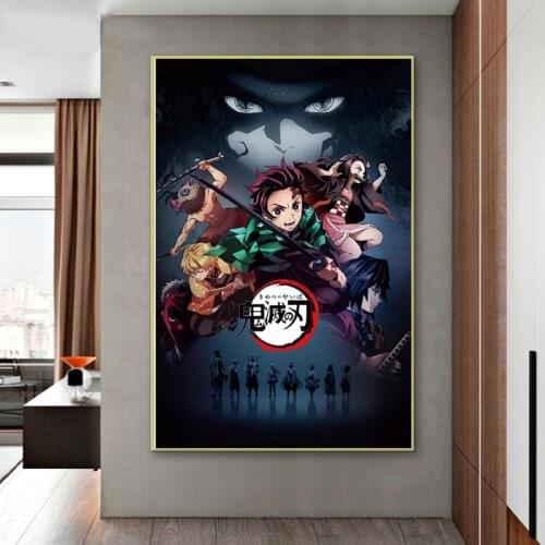 Self-adhesive Wall Sticker Japanese Anime Demon Slayer: Kimetsu No Yaiba Kamado Tanjirou Kamado Nezuko Wall Art Home Decor