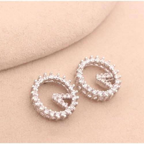 Creative Rhod Earrings Mosaic CZ Zircon Love Stud Earrings For Women oorbellen Earrings simple V-shaped circle ornaments