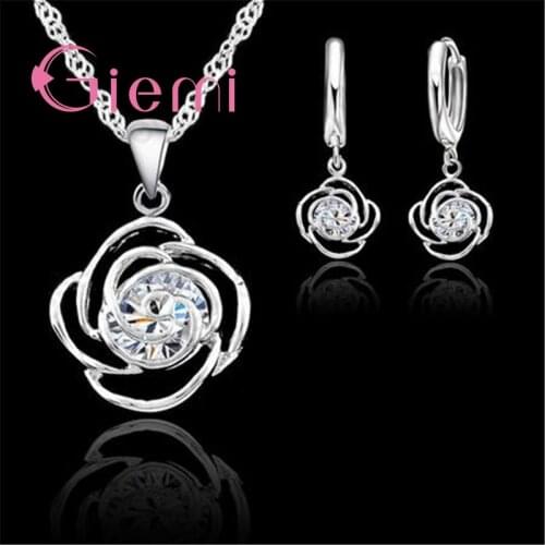 Trendy Windmill Flowers Shape Jewelry Sets For Women Novel Chioces 100% Silver Crystal Gifts Fashion Pattern