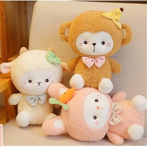 1pc 23/35cm High Quality Toy Cartoon Rabbit Sheep Plush Toys Stuffed Plush Animals Monkey Doll Birthday Gift Toy For Children
