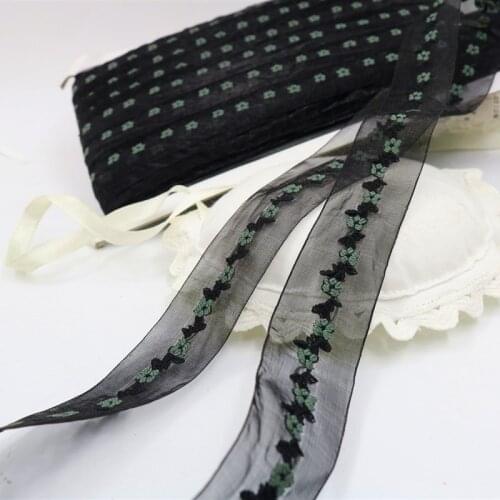 10M 2.5CM Wide Black Embroidered Lace Fabrics Womens Clothing DIY Lace Trim for Home Textile Dress Sewing