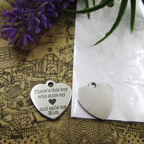 20pcs--"Theres this boy who stole my heart &..."stainless steel charms 5 styles for choosing DIY Charms for necklace bracelets