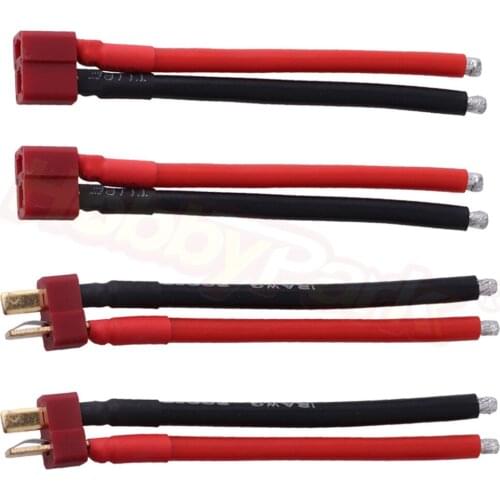 2 Pairs Deans Style T Plug Connector Female & Male with 12AWG 12 Gauge Silicone for RC Lipo Battery Cable Drone Car