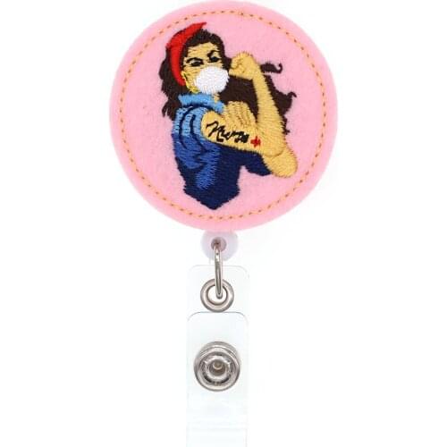 20pcs/lot Custom Salute The Hero Series Nurse Badge Reel Retractable Felt ID Card Badge Holder