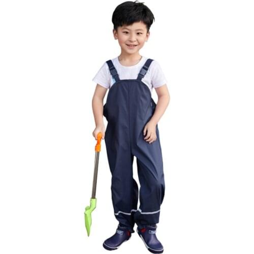 2021 Baby Girls Trousers PU Windproof Toddler Boys Rain Jumpsuit Waterproof Childrens Overalls Spring Pants Clothes for Kids