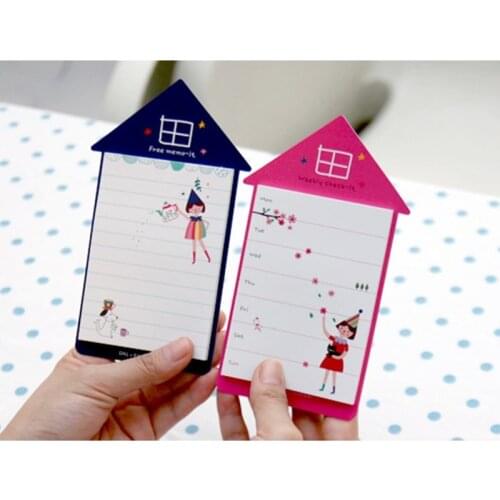 1pack/lot Kawaii Student Message House Notes Mini Memo Pad School Supply Self-Adhesive Sticky Notes