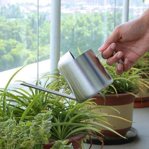 300ml Plant Watering Can Stainless Steel Silver Flower Pots Small Garden Plant Water Bottle For Watering Flower