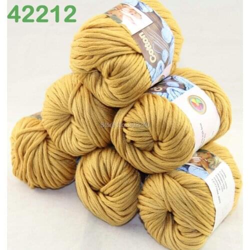 LOT of 6 Balls X 50g Special Thick Worsted Cotton Knitting Yarn Catania Gold 2212