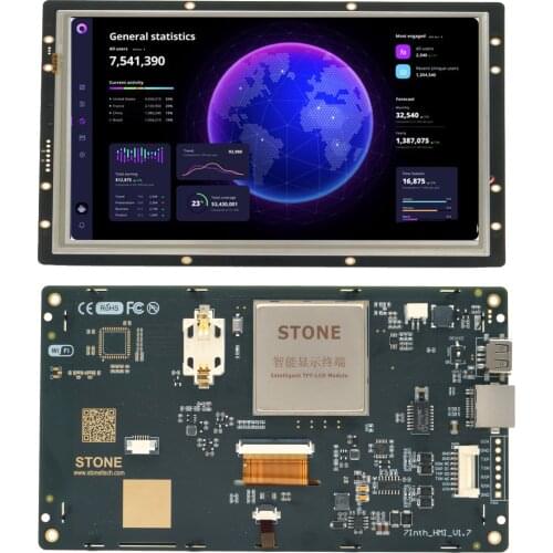 7 Inch HMI Serial LCD Display Module with Program + Touch Screen for Equipment Control Panel