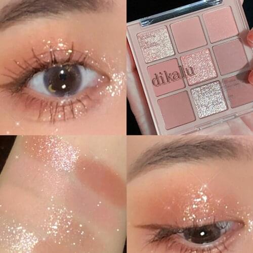 9 Colors Glitter Matte Eyeshadow Palette Long Lasting Glitter Nude Pigment Eyeshadow Makeup Palette