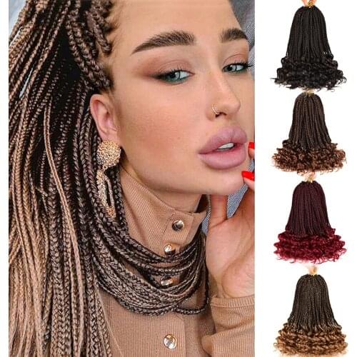 Aidaiya 18 Inch Crochet Hair Box Braids Curly Ends Ombre Synthetic Hair for Braid 22 Strands Braiding Hair Extensions