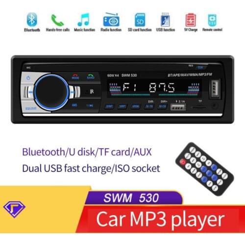 Car Radio Audio 1din Stereo MP3 Player FM TF Card SD USB 12V Bluetooth-compatible In Dash AUX Input Multimedia Player Hand-free