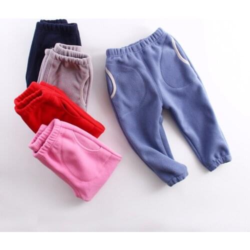 Wholesale Children Clothing Kids Boy Girl Two Layer Polar Fleece Sweatpants 2019 New Spring Fall Winter Baby Solid Cotton Pants