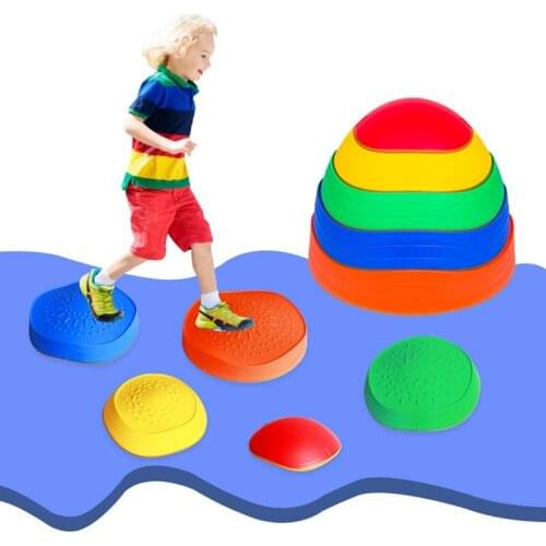 FBIL-5 PCS Rainbow Crossing River Stepping Stones Kids Portable Stackable Wave Blocks for Balance Coordination Toys