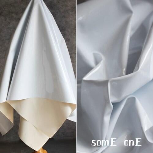 Mirror PU Patent Leather Blue-white Waterproof DIY Patches Cosplay Decor Props Bags Coat Dress Fashion Designer Leather Fabric