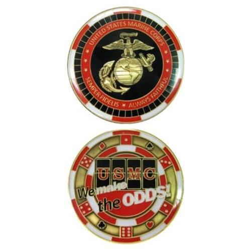 Custom coins low price MARINE CORPS POKER CHIP WE MAKE THE ODDS CHALLENGE COIN low price oem metal milirary coins FH810238